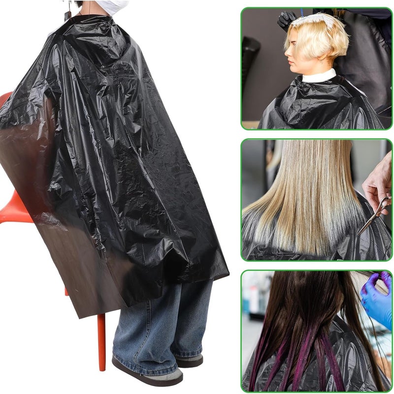 Tobeelec 100 Pcs Disposable Capes Hair Salon, 51.2x36.2 Inch Disposable Hair Salon Capes, Waterproof Barber Cape, Single Use Shampoo Hair Cutting Cape Dressing Apron for Barbershop & Salon Hairdressing (Black) - Image 4